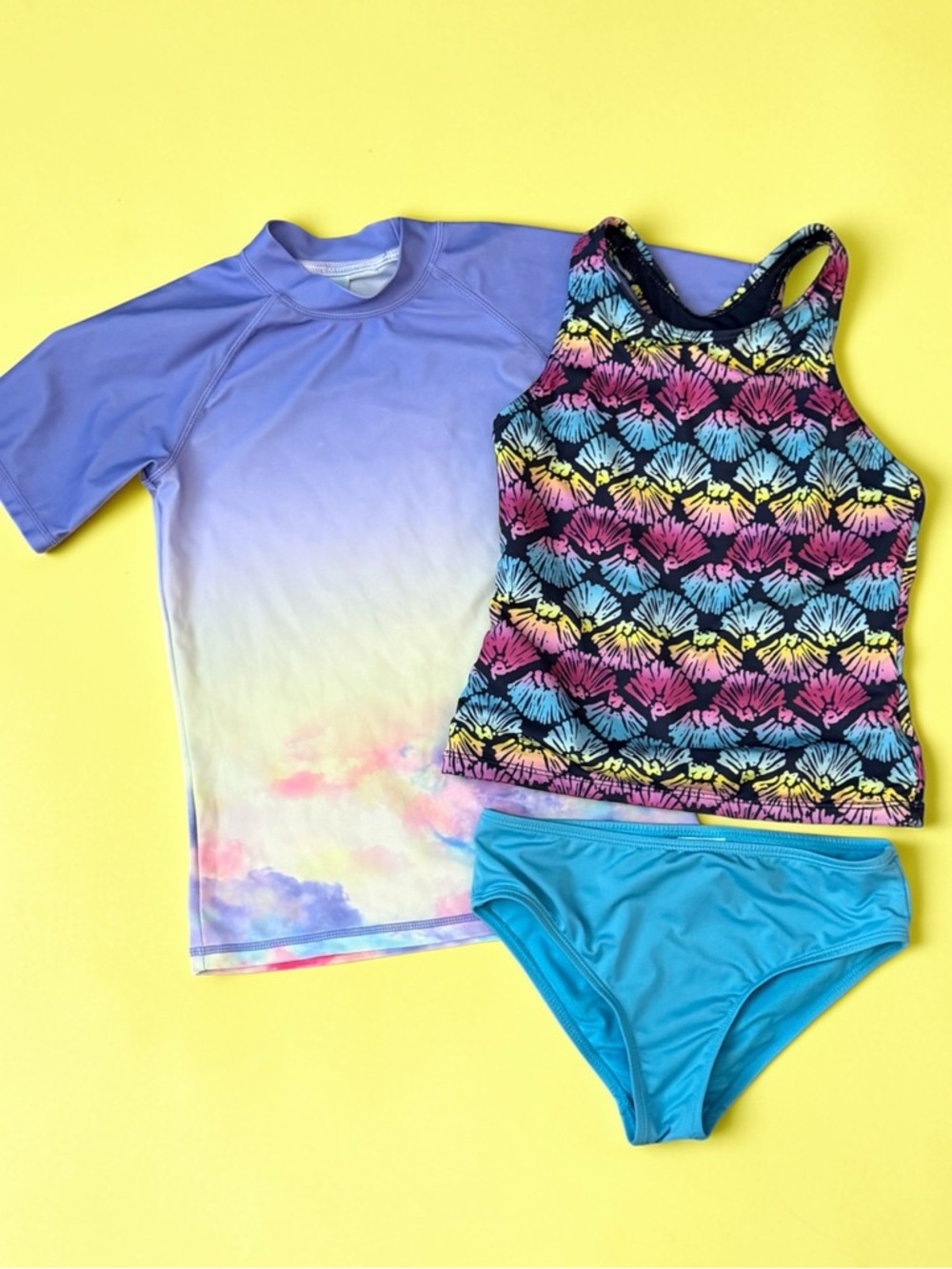 Kids Seashell Tankini & Swim Shirt Bundle